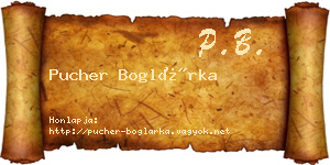 Pucher Boglárka névjegykártya